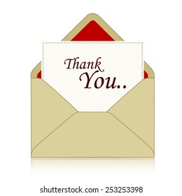 Thank you note inside an envelope isolated illustration