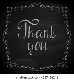 Thank you note on a chalkboard background, vector