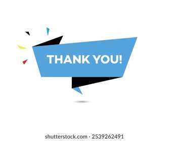 Thank you note on speech bubble. This text is ideal for thank you card and background. Business sign vector. text lettering. Doodle phrase. Vector illustration for print on shirt, card, poster.