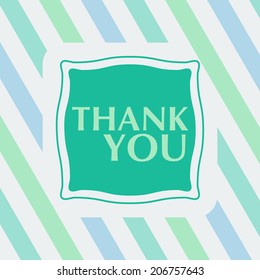 Thank you note on the striped background. vector illustration