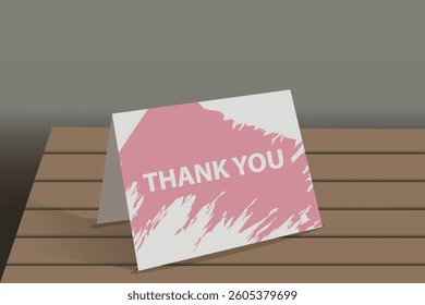 Thank You Note or table callender on wooden table, texture art concept, vector illustration design background