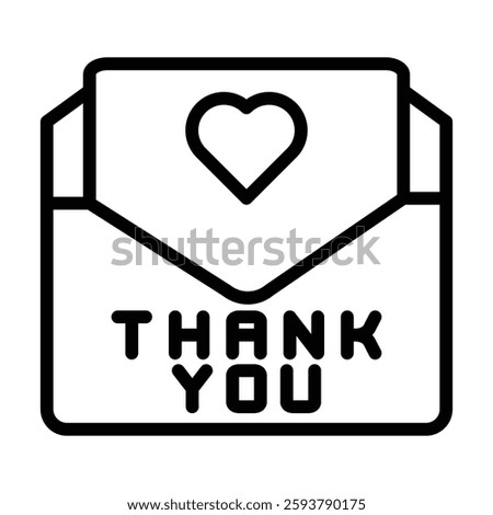 Thank You Notes line icon, vector, pixel perfect, illustrator file 