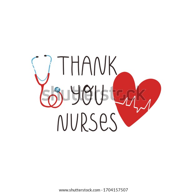 Thank You Nurses Hand Lettering Text Stock Vector (Royalty Free) 1704157507