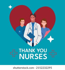 Thank You Nurses Lettering Poster Stock Vector (Royalty Free ...