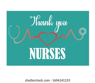 Thank You Nurses Stick Stethoscope Heart Stock Vector (Royalty Free ...