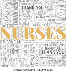 Thank you nurses vector illustration word cloud isolated on a white background.