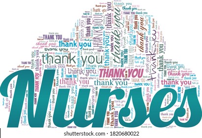 Thank you nurses vector illustration word cloud isolated on a white background.