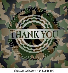 Thank you on camouflage texture. Vector Illustration. Detailed.