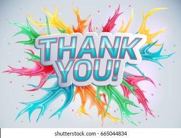 Thank you on a colored background. Vector illustration.