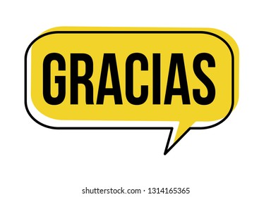 Thank you on spanish language ( Gracias ) speech bubble on white background, vector illustration