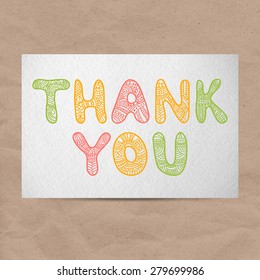 Thank you on watercolor paper card