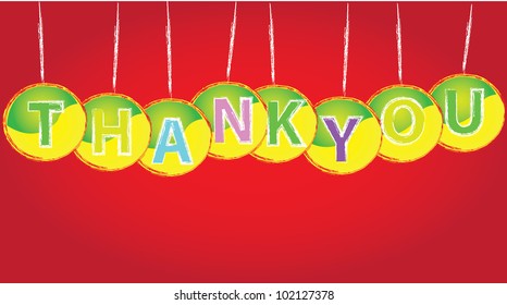 Thank you on yellow background,Vector