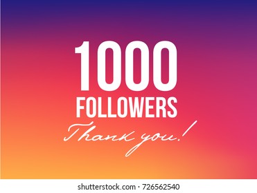 Thank you one thousand followers card. Vector thanks design template for network friends and subscribers 