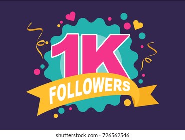 Thank you one thousand followers card. Vector thanks design template for network friends and subscribers 