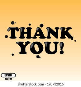 Thank You orange card, sticker, label and poster - vector