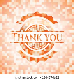 Thank you orange mosaic emblem with background