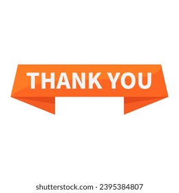 Thank You In Orange Rectangle Ribbon Shape For Congratulation Information Announcement 

