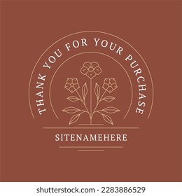 Thank you for order purchase social media post line flower bouquet vintage design template vector