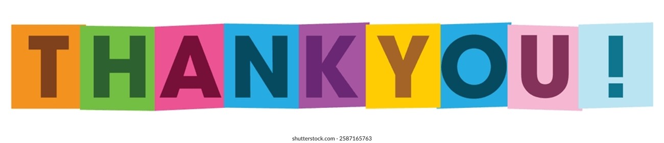 THANK YOU overlapping letters vector icon