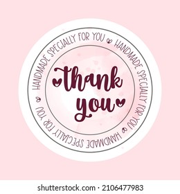 Thank You Packaging Round Sticker. Vector Illustration.