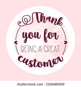 Thank You Packaging Round Sticker. Vector Illustration.