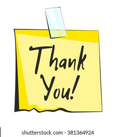 Thank you paper sticky note. Retro reminder sticker