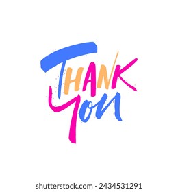 Thank you phrase. Color vector text modern typography font. Design for poster or t-shirt print.