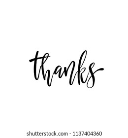 Thank you phrase, Hand drawn black lettering, photo overlay in vintage style. Thanks in english. Modern brush calligraphy for social media, greeting card, t-shirt, prints and posters.