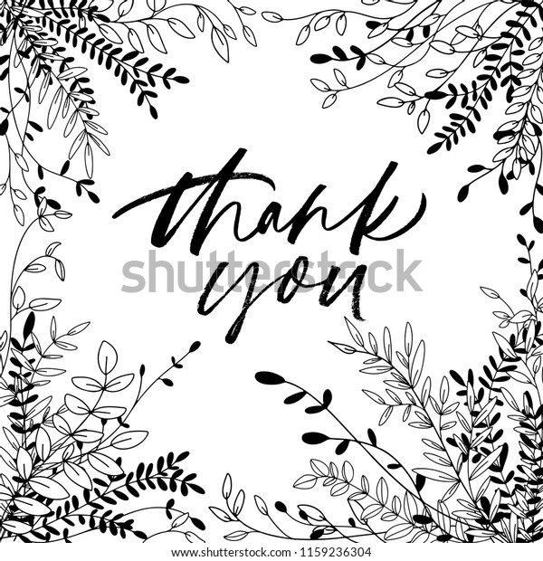 Thank You Phrase Hand Drawn Plant Stock Vector (Royalty Free ...