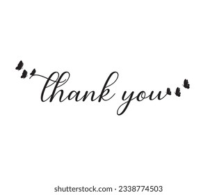 Thank you phrase in handwritten lettering. Continuous line drawing and text design. Vector illustration