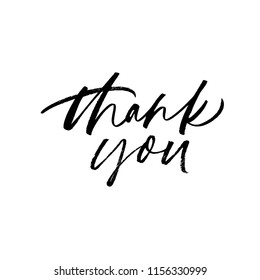 Thank you phrase. Phrase handwritten with modern calligraphic font. Ink illustration. Modern brush calligraphy. Isolated on white background.