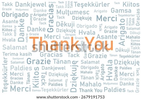 Thank you phrase in many languages. Different international language thank you word collage.