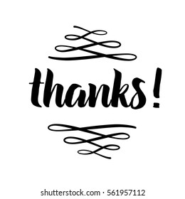 Thank you phrase for social media, Hand drawn lettering, photo overlay in vintage style. Vector modern brush calligraphy for greeting card, t-shirt, prints and posters.