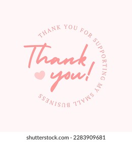 Thank you pink card romantic congratulations elegant message vintage design template vector illustration. Thanksgiving congrats greeting decorative lettering for business wedding order purchase