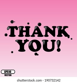 Thank You pink card, sticker, label and poster - vector