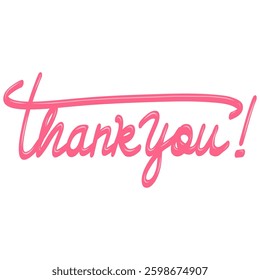 Thank You Pink Text Lettering Calligraphy Vector 
