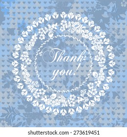 Thank you postcard. Denim and white color. Vector Version 