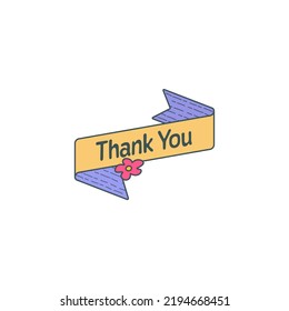 Thank you postcard, with font, typography and ribbon