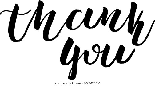 thank you  postcard. Hand drawn positive background. Ink illustration. Modern brush calligraphy. Isolated on white background.