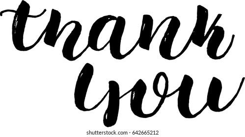 thank you  postcard. Hand drawn positive background. Ink illustration. Modern brush calligraphy. Isolated on white background.