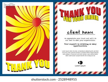 Thank You Postcard Type Design Template vector. Thank you for your order card design.
