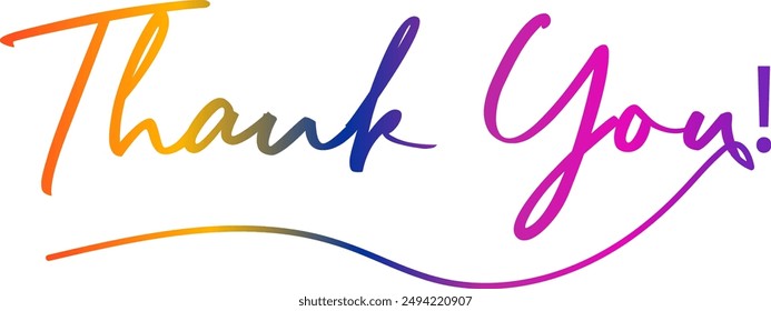 Thank you poster with spectrum brush strokes on white background. Colorful gradient brush design. Vector