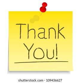 Thank You Post-it Note, vector eps10 illustration