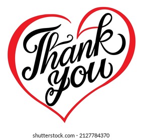 Thank You  - quote lettering. Calligraphy inspiration graphic design typography element. Hand written postcard. Cute simple vector sign style. Textile print