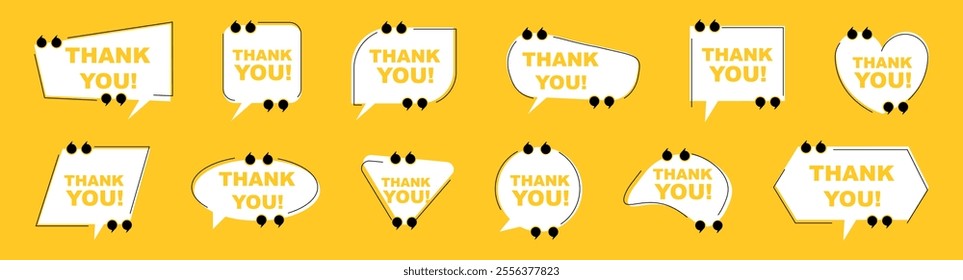 Thank you quote in speech bubble in a flat design