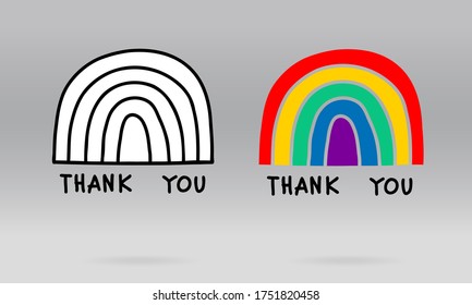 Thank you rainbow color illustration.