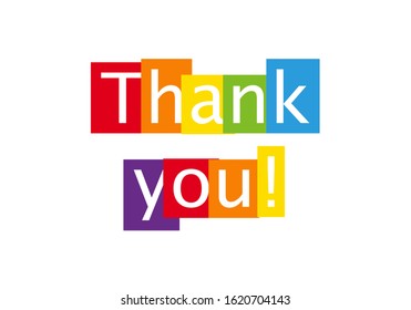 Thank you rainbow letters. Clipart image isolated on white background