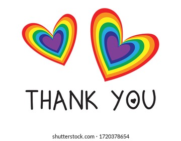 Thank you rainbow loveheart vector