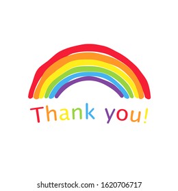 Thank You Rainbow sketch. Clipart image isolated on white background