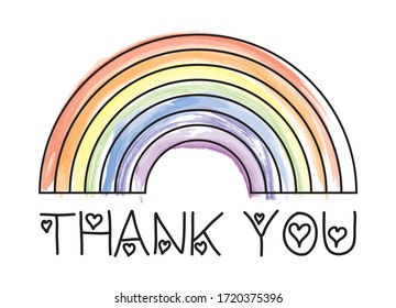 Thank you rainbow vector image